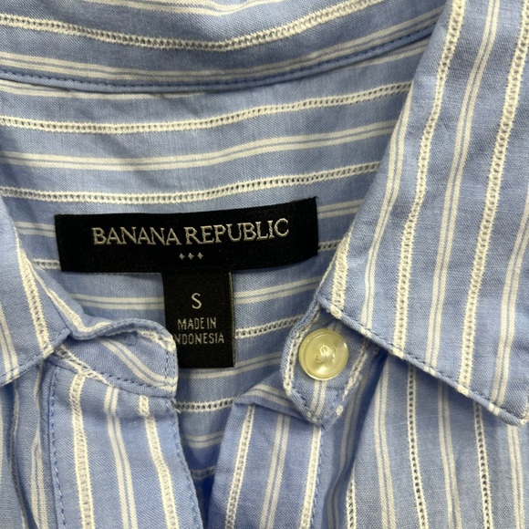 Banana Republic Riley Stripe Tailored-Fit Sleeveless Button Down Shirt Size S - Picture 4 of 9